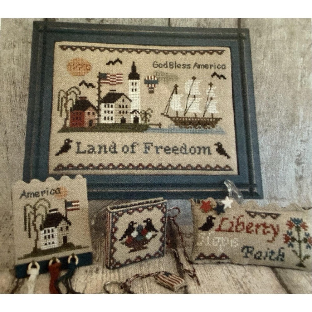 Mani di Donna LAND OF FREEDOM SEWING BOX Counted Cross Stitch Chart
